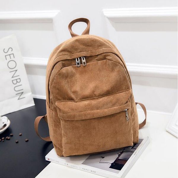 

women backpack preppy style school bags soft fabric travel backpack corduroy bookbag for teenage girls striped small