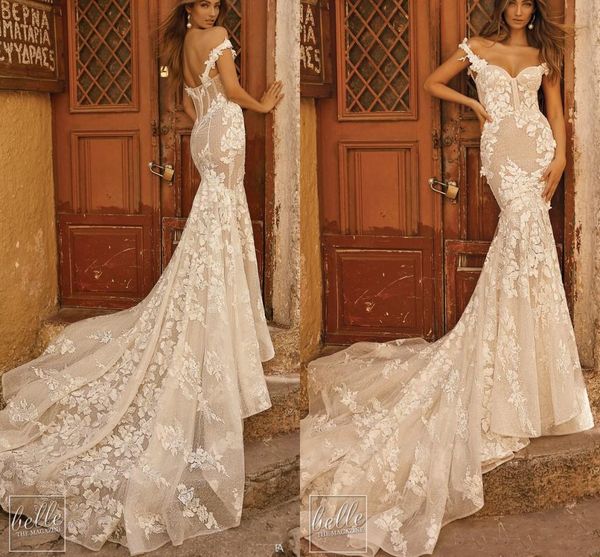 

mermaid 2019 berta wedding dresses new off the shoulder beads appliqued beach wedding dress bridal gowns vestidos de nnovia, White