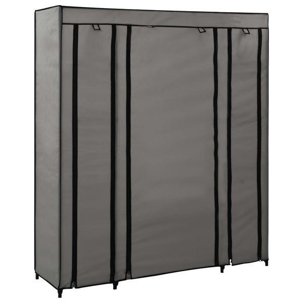 

wardrobe with compartments clothes rails gray 150x45x176cm living room furniture