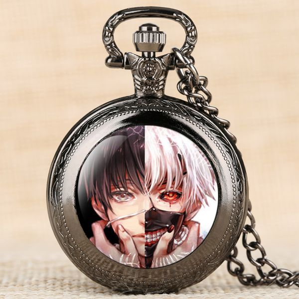 

pocket watch anime theme tokyo ghoul quartz fob watch necklace chain clock pendant cool souvenir for anime fan dropshipping, Slivery;golden