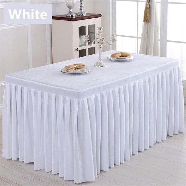 

1pc customized solid flannel rectangle l banquet table skirt for cocktail arty meeting conference reception table cover