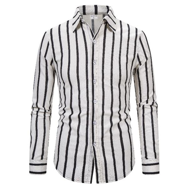 

2019 stripe leisure time man shirt jacket male, White;black