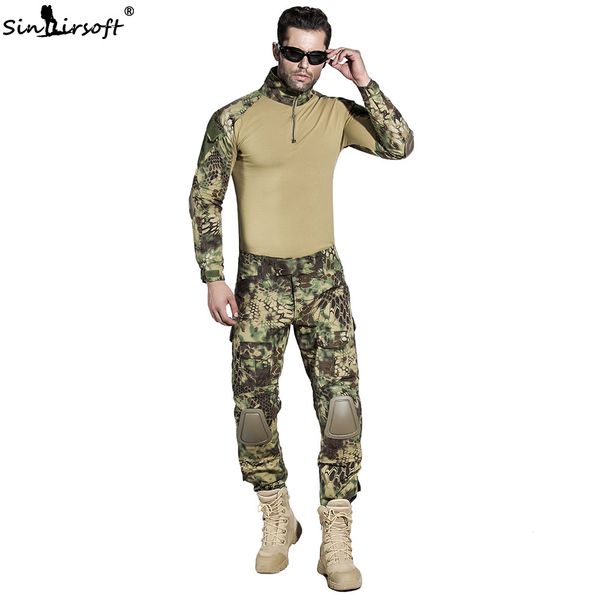 

tactical suit army combat bdu camouflage hunting men uniform with knee pads elbow pads airsof paintball shirt pants, Camo