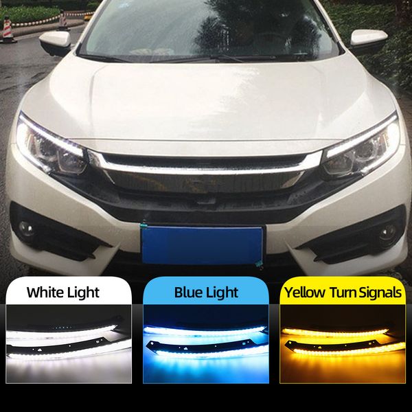 

2pcs для civic 2016 2017 2018 blink led фары бровь воды измельчителя дневного света drl с желтым сигналом