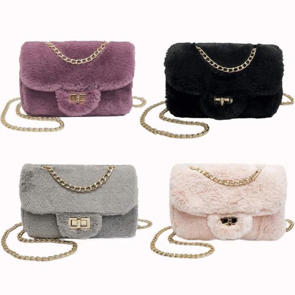 

fashion plush leopard women crossbody bag chain small purse shoulder bags