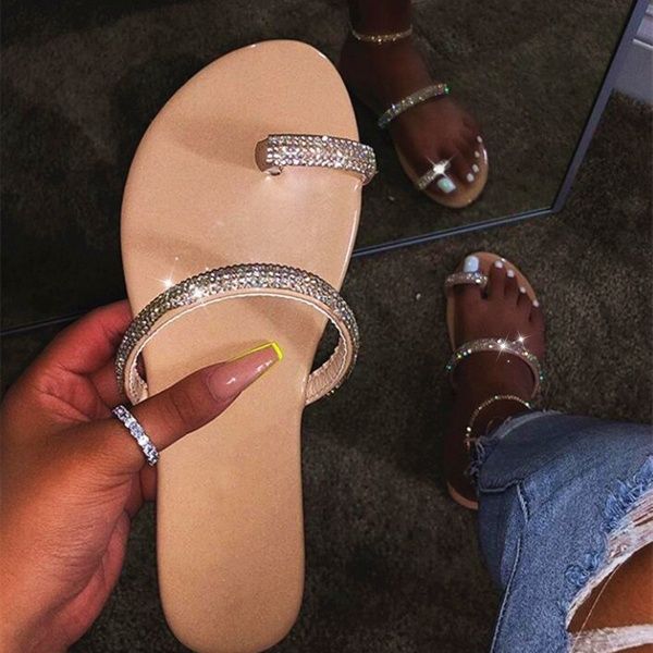 

2019 summer women crystal sandals flat heel gladiator sandals fashion female comfortable boho beach, Black