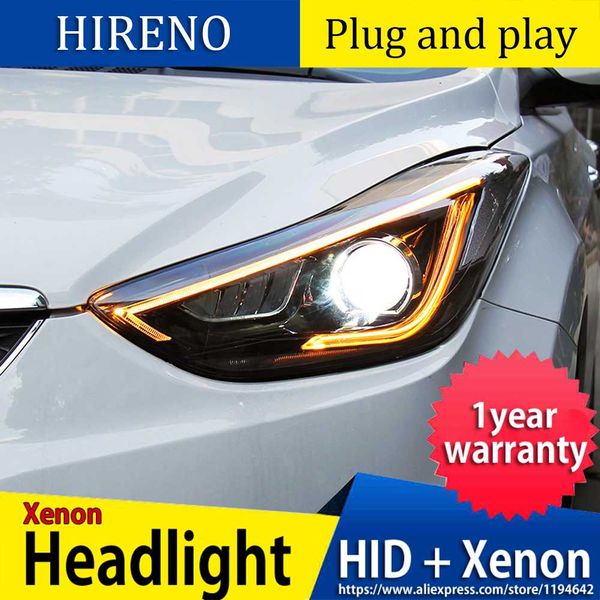 

car styling head lamp case for elantra headlights elantra 2012-2016 led headlight drl lens double beam bi-xenon hid