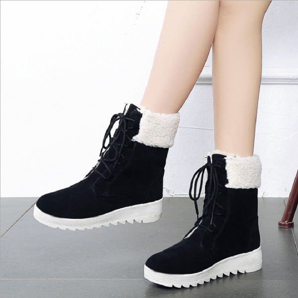 

women boots 2019 winter shoes woman snow boots with plush shoes winter plus rubber female booties, Black