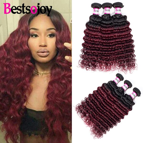 Pre Colored 1b 99j Bundles Deep Wave Hair Ombre Human Hair Bundles