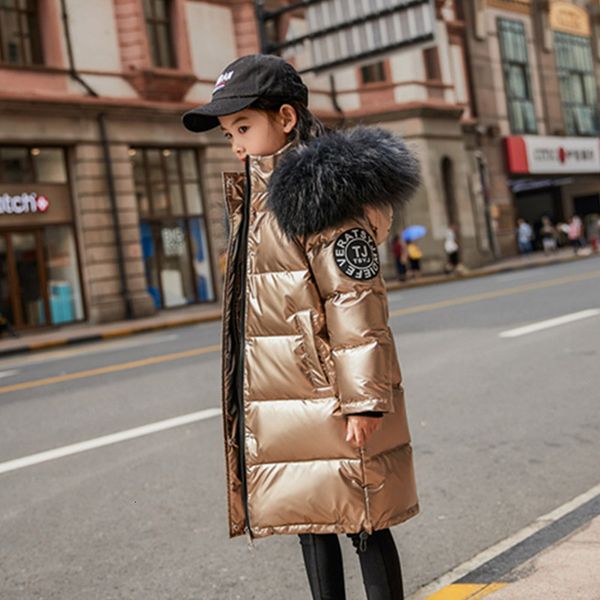 

30 degrees winter down jacket 2019 children girls clothing kids clothes boys outerwear coats parka real fur waterproof snowsuit y191014, Blue;gray