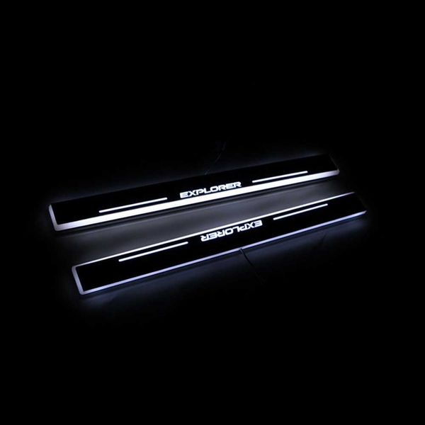 

moving led welcome pedal car scuff plate pedal door sill pathway light for ford explorer 2011 - 2014