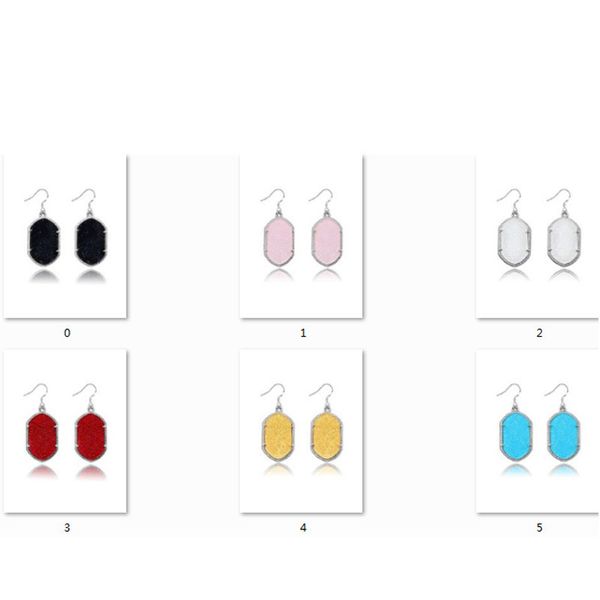 

9colors fashion silver border features earrings fluorescent geometric diamond personality earrings dangle earrings for women