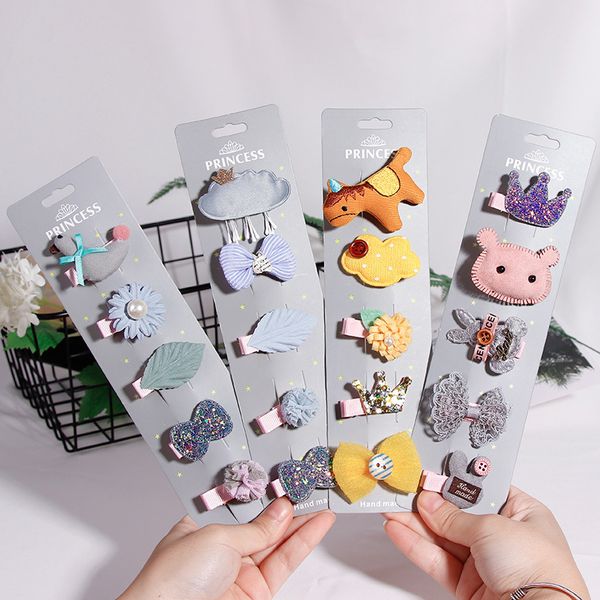 Fashion Pack Cartoon Crown Bow Girls Cute Hairpins Handmade