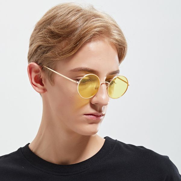 

2019 summer new x0510 circle retro-archaic prince lens men's metal fashion sunglasses women's new sunglasses for young boys and gi, White;black