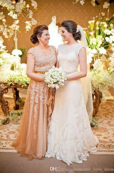

plus size champagne mother of the bride dresses matched sash applique cap sleeve floor length a-line lace formal evening gowns m05, Black;red