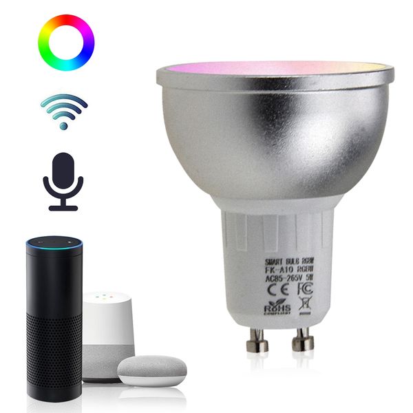 

new arrived gu10 5w wifi smart app led bulb work with alexa echo home assistance ac85-265v