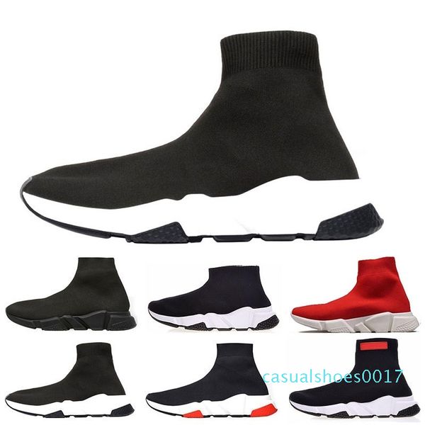

2019 new arrivlas designers fashion luxurys for women men speed trainer off red triple black flat casual shoes sock mens shoes c17