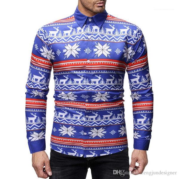 

shirts long sleeve turn down collar homme clothing regular apparel casual christmas print mens fashion designer casual, White;black