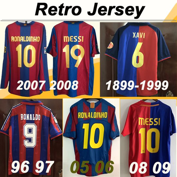 

1899 1999 xavi rivaldo 100th anniversary soccer jerseys 08 09 messi a. iniesta 05 06 ronaldinho retro football shirts camisetas de futbol, Black;yellow