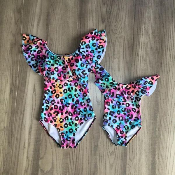 

mom daughter swimsuit baby girl leopard swimsuit mom me summer tie dye, White