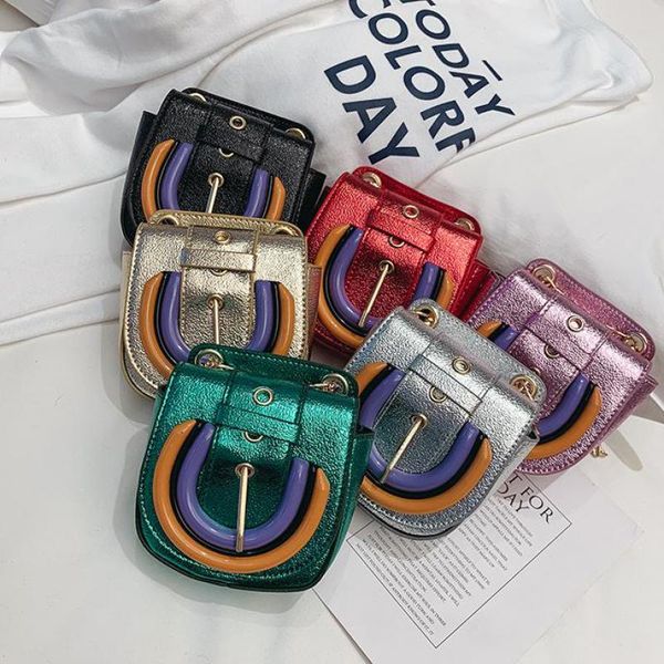 

summer new one-shoulder diagonal chain bag cute rainbow lock messenger tide boys and girls bag a230