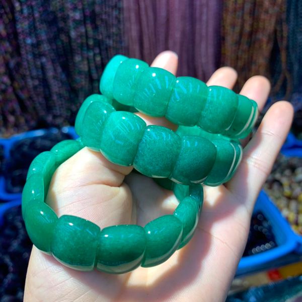 

green aventurine jade stone beads bracelet natural gemstone bangle for woman for gift wholesale, Golden;silver