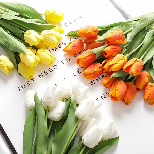 

11pcs real touch tulip artificial flower pu latex artificial bouquet wedding home party decorative fake flowers