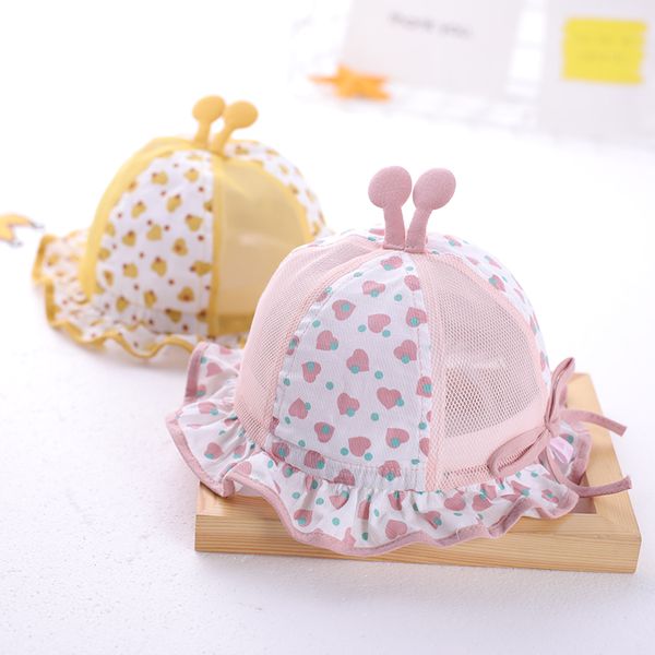 

baby hat summer thin section princess sun hat cute newborn, Yellow