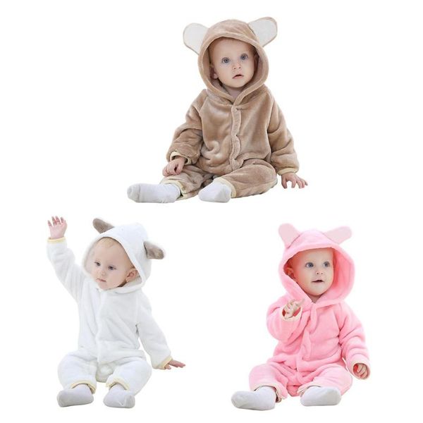 

clothes flannel pajamas set girl boy 3d kids baby cartoon bear rompers animal ear hooded winter jumpsuit chrismas gift 0-24m new, Blue;red