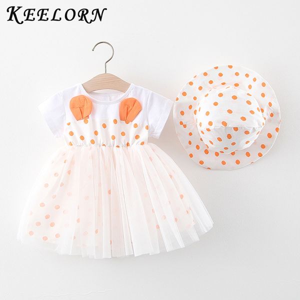 

keelorn children's clothing baby girl clothes summer party clothing for girls dress dot princess dresses with hat outfits, Red;yellow