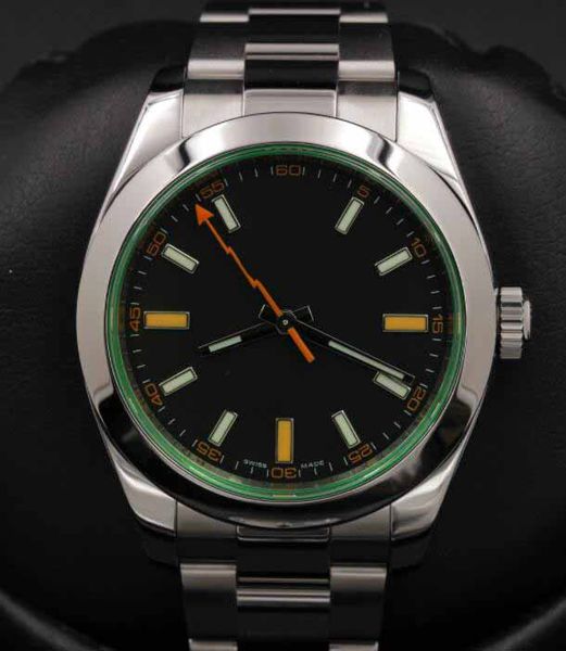 

19 Men's Luxury Products Best Quality 40mm Stainless Steel Green Crystal Black Index 116400 Movement Automatic Mens Sport Stainless Watches.