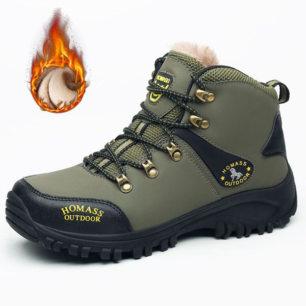 

outdoor winter hiking shoes waterproof leather ankle boots men anti-skid trekking climbing sneakers mens warm zapatillas hombre