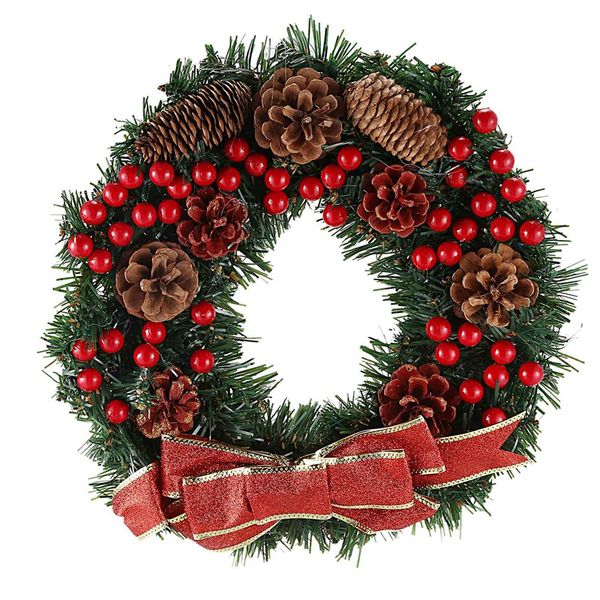 

decoration ornament christmas wreath artificial pine cones berries and holiday hanging front door