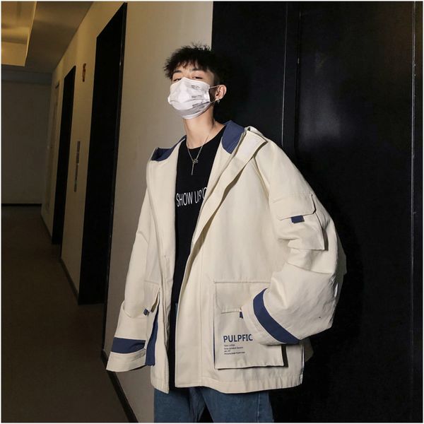 

2019 spring and summer the new listing arrivals korean fashion cotton hip hop couple handsome solid color stitching thick jacket, Black;brown