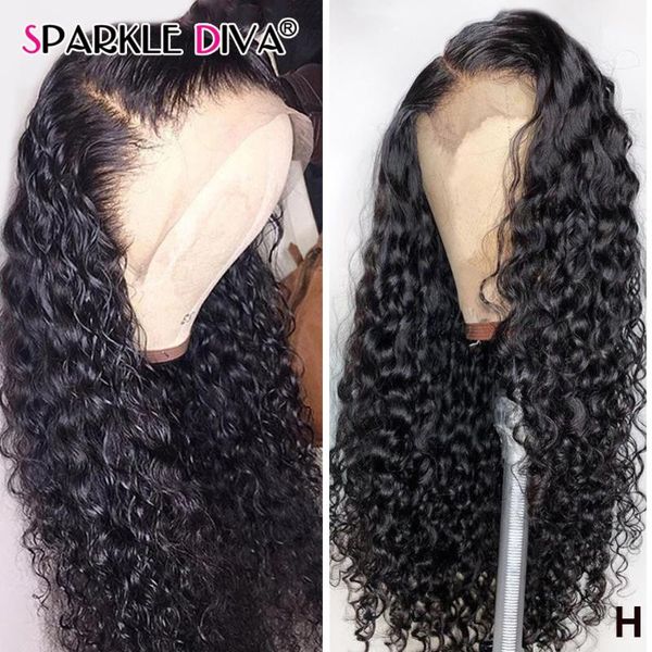 

360 lace frontal wig water wave human hair wigs brazilian lace wigs pre plucked 150% density remy front human hair, Black;brown