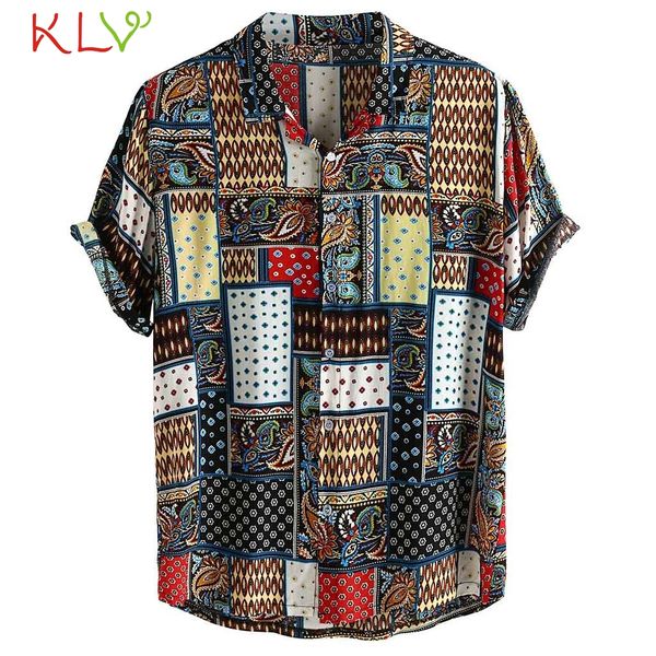 

blouse shirt men hawaiian vintage print summer v neck casual short sleeve beach 2019 camisa hombre streetwear clothes 19jul2, White;black