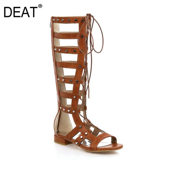 

deat] 2020 round toe cross bandage hollow out pu leather rivet single women cool boots new spring summer fashion tide 10g154, Black