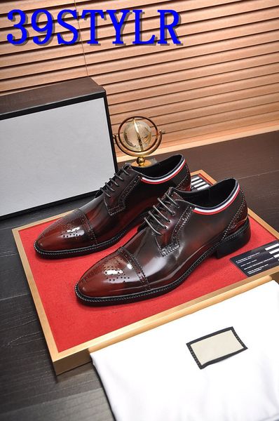 

19ss spring/autumn luxurious men's genuine leather pointed toe slip-on dress black/red business office wedding for men flats shoes 38-4
