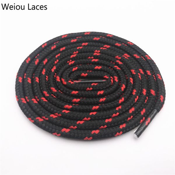 

weiou 0.45cm round striped sports lace black white bootlaces thick round with dots shoelaces hiking for dorky dad shoes sneakers, White;pink