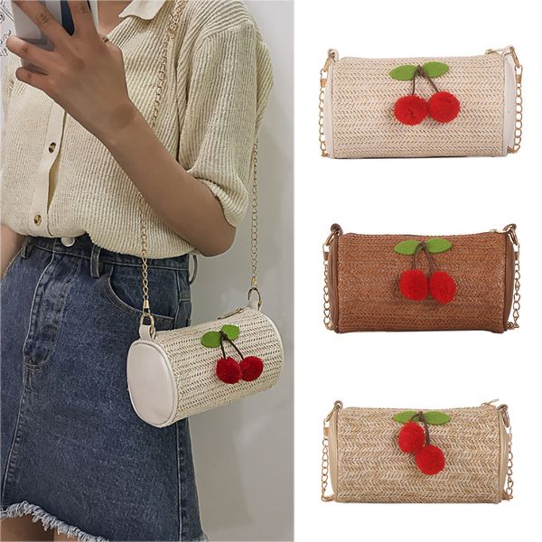 

women wild straw messenger bag fashion shoulder bag small round for summer