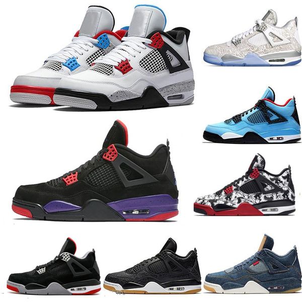 

men women 4 4s basketball shoes pure money royalty white cement raptors black cat bred fire red trainers sports sneakers