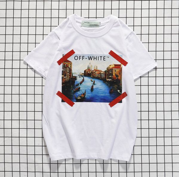 

20SS OFF дизайнер белый пара футболки мужчины женщины лето люксовый бренд печати тройник Европа-Америка мода тройники повседневная культурная рубашка продажа