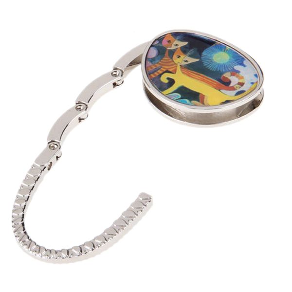 

foldable cat handbag bag purse table hook hanger holder black/white/blue