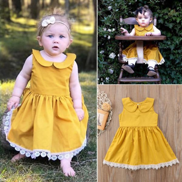 

2018 новый летний принцесса малыш девочка питер пэн желтое платье кружева дети sleevless вечернее платье вечернее платье, Red;yellow