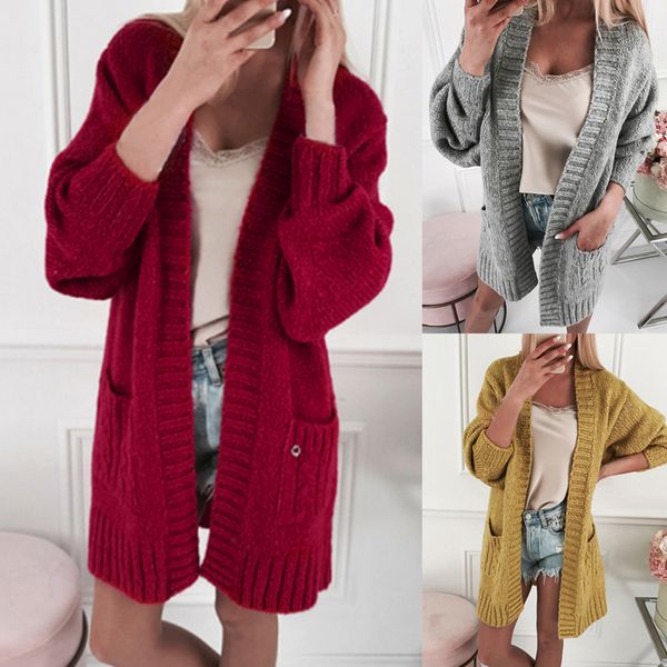

fashion new winter open front knitted sweater women clothes trendy button cardigan casual short sleeve striaght tricot coats, White;black