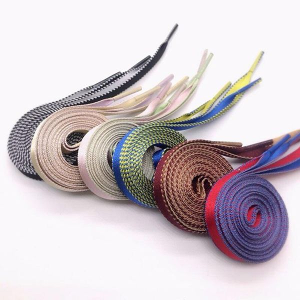 

two-tone reversible shoelaces double sided silk shoelaces flat laces dual color shoe strings 60 70 80 90 100 110 120 130cm, Black