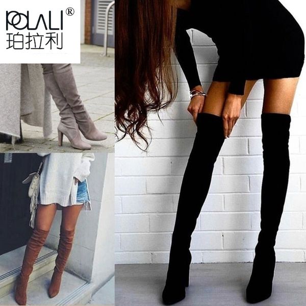 

polali size 34-43 2018 new shoes women black over the knee female autumn winter lady thigh high boots sbt3642 mx200324