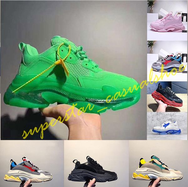 

2020 новые пары тройной s зеленый кристалл bottom mens женщины повседневная обувь класса люкс 17fw triple-s белый красный vintage дизайнер с, Black