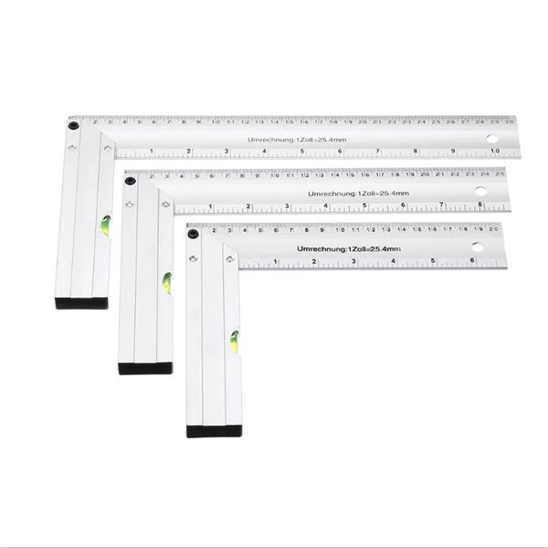 

200/250/300mm 90 degree angle ruler aluminum seat woodworking ruler with horizontal tube