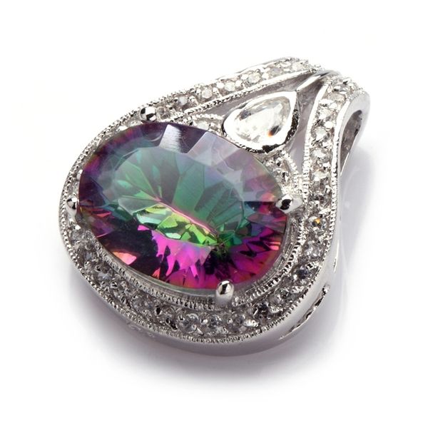 

shunxunze jewellery pendants charms engagement wedding vintage pink purple rainbow cubic zirconia rhodium plated r544 r547 r702, Silver